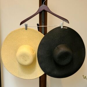 NEW-2 Sunhats. Black and Cream Wide-Brim Hats.